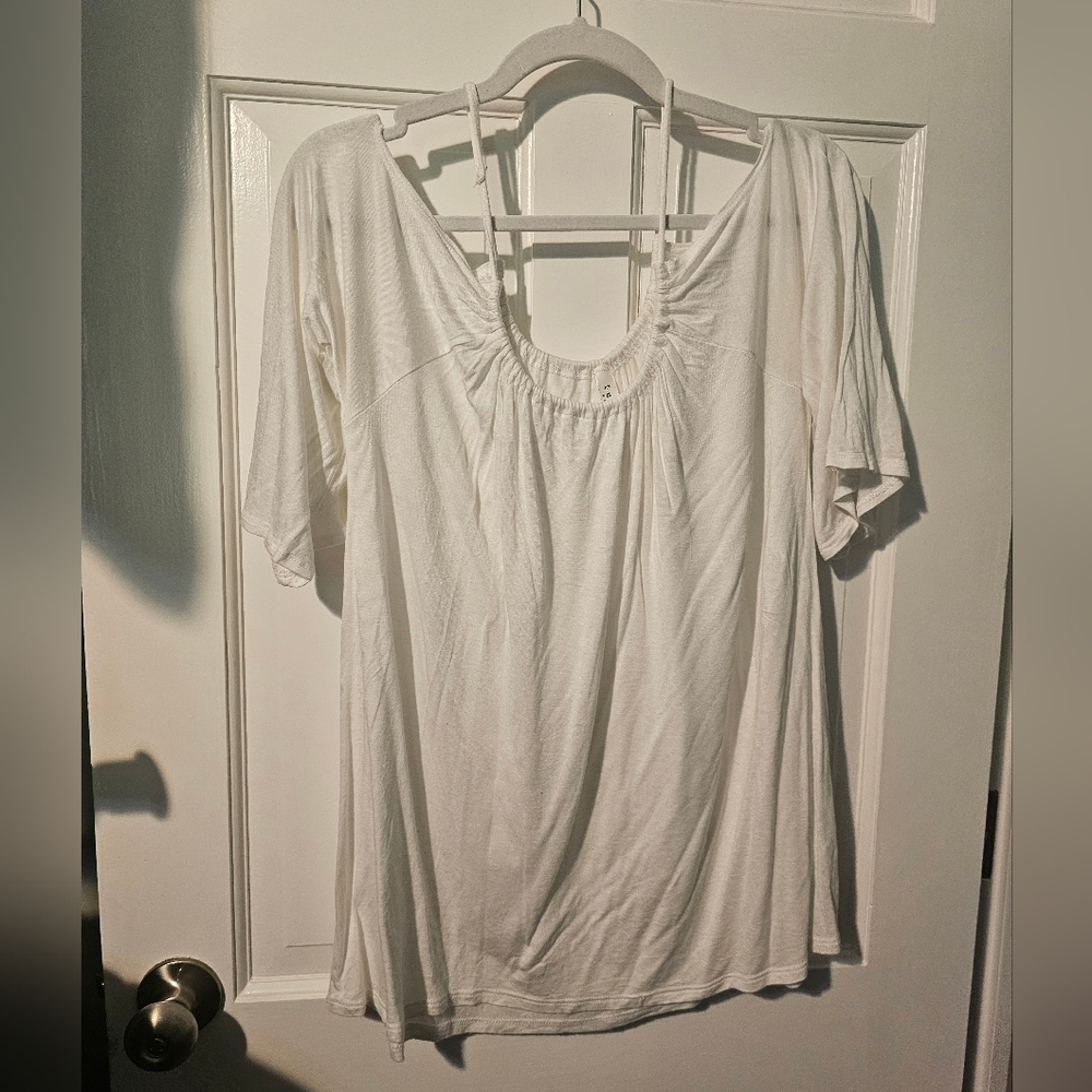 Luxe White Open Shoulder Top